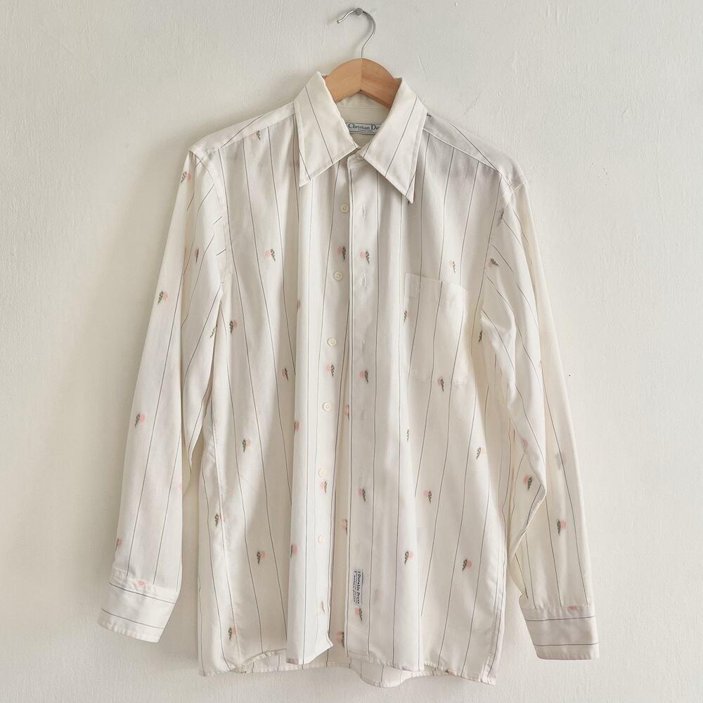 Christian Dior Striped Floral Button up Shirt